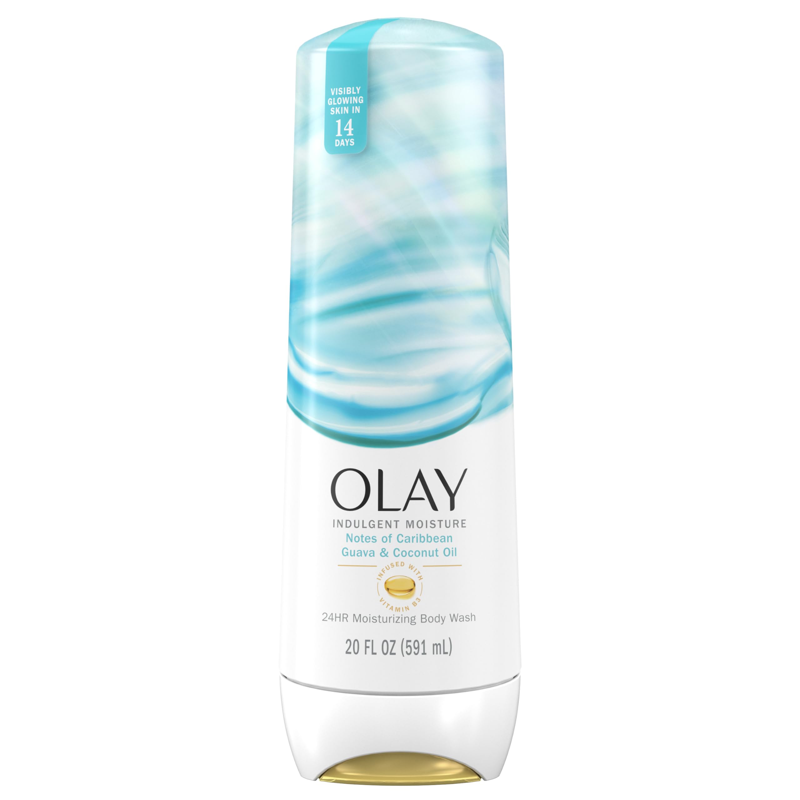 Olay Indulgent Moisture Body Wash for Women, Infused with Vitamin B3, Notes of Caribbean Guava and Coconut Scent, 20 fl oz
