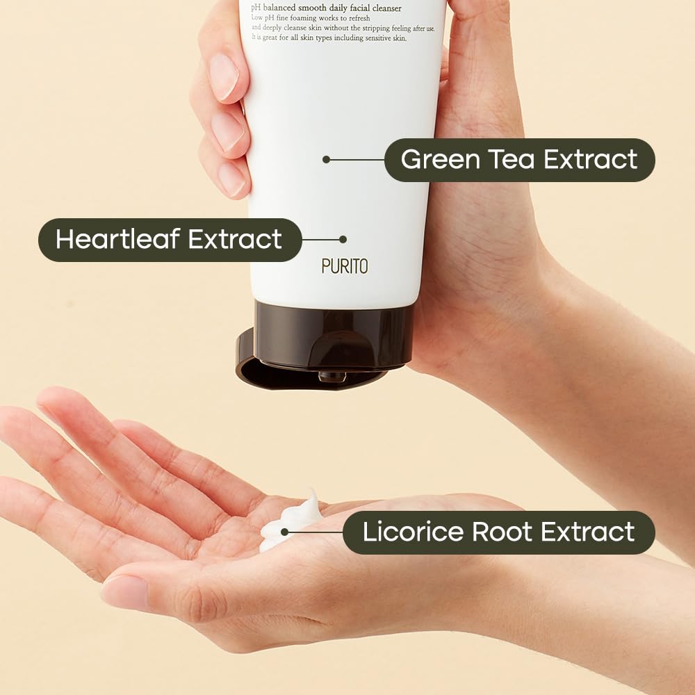 Purito From Green Deep Foaming Cleanser 150Ml / 5.07 Fl.Oz, Ph 5.5, Plant-Based, Natural Ingredients, Cruelty-Free, Vegan