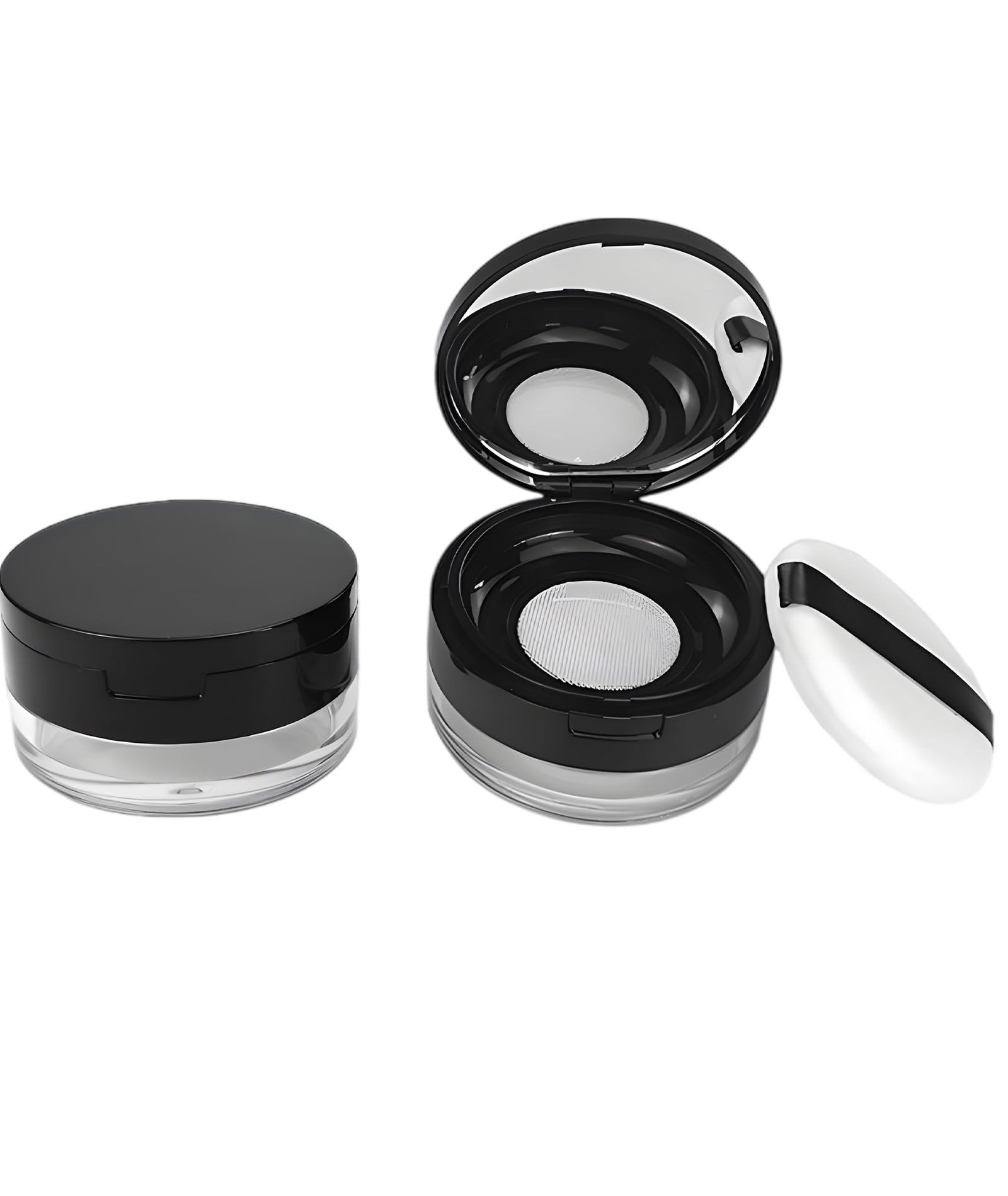 Powder Puff For Women With Box, TravelFriendly Loose Powder Case With Puff, Compact Powder Container For TouchUps, 70X38Mm Pla