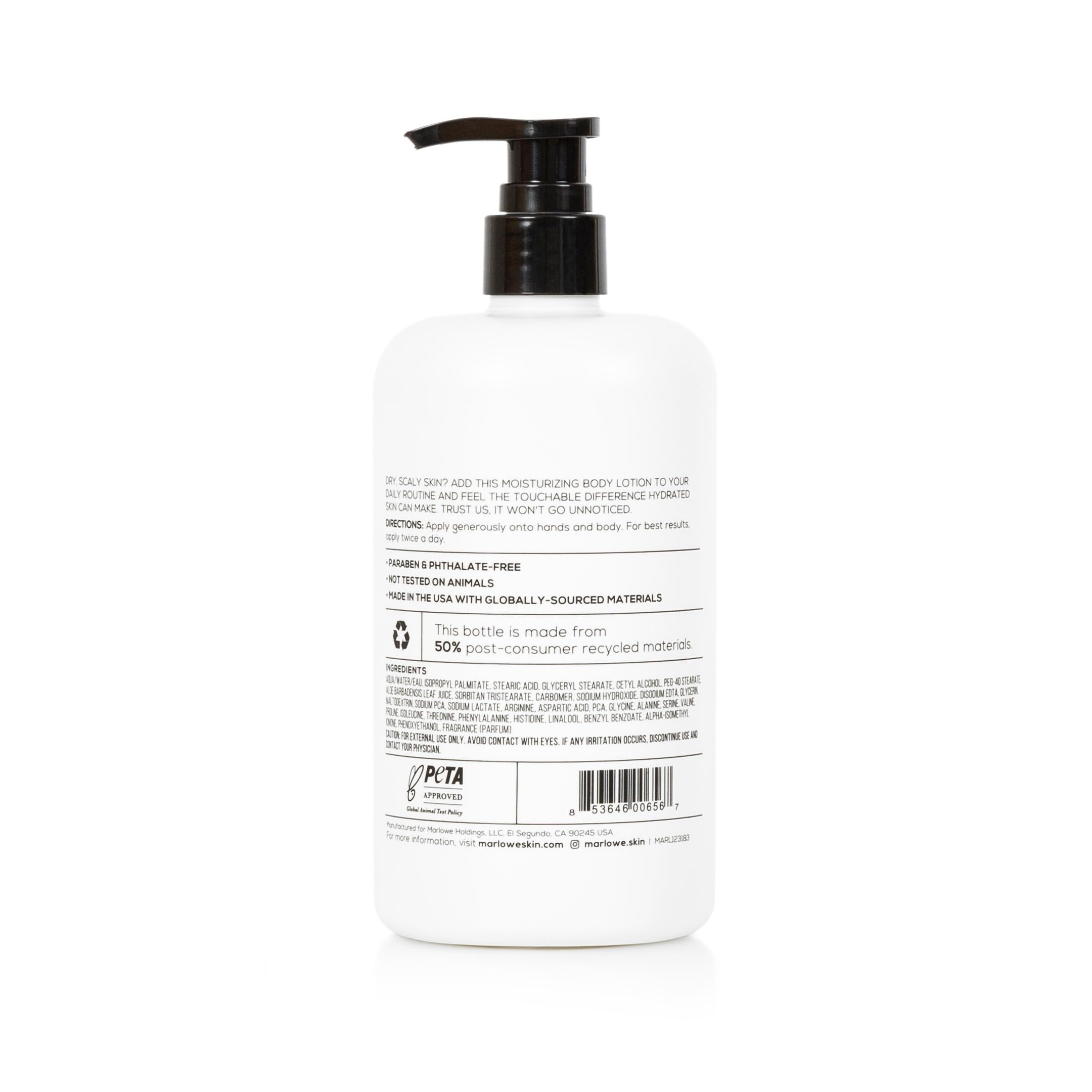 Marlowe. No. 002 Moisturizing Body Lotion 16 Oz, Daily Dry Skin Lotion For Men, Made With Hydrating Natural Aloe Vera, Vegan, Oi