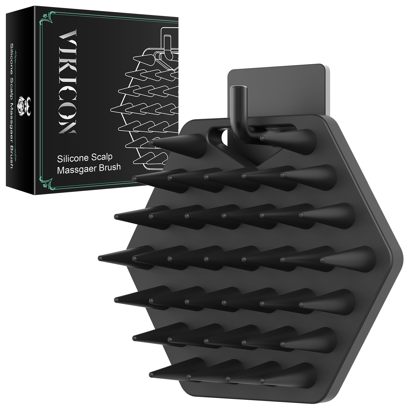 Vikicon Silicone Scalp Massager & Shampoo Brush - Hair & Beard Exfoliator Scrubber For Hair Growth, Reduces Dandruff - Wet/Dry S