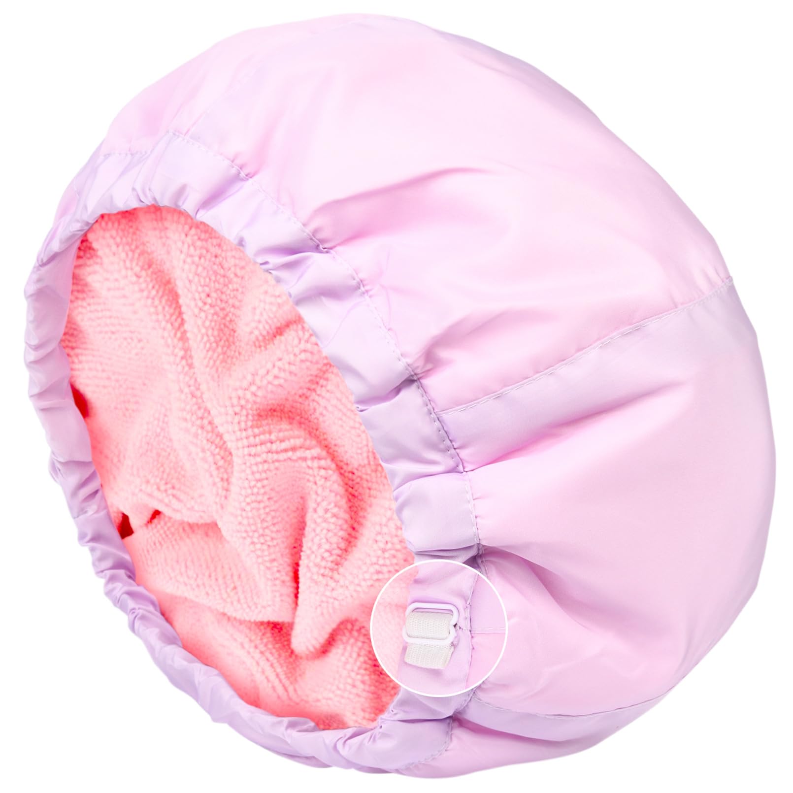Shower Cap For Women Terry Lined Bath Cap Large Reusable Waterproof Elastic Band Pink Shower Caps For Long Thick Hair Soft Bath