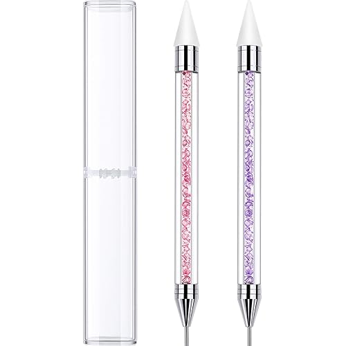 2 Pieces Rhinestone Picker Dotting Pen, Dual-ended Rhinestone Gems Crystals Studs Picker Wax Pencil Pen Crystal Beads Handle Man