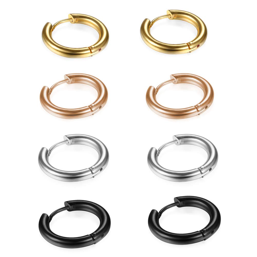 316L Surgical Stainless Steel Huggie Hoop Earrings 10mm Hypoallergenic Earrings Hoop Cartilage Helix Lobes Hinged Sleeper Earrin