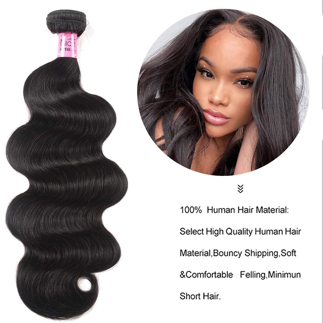 UNICE 10A Malaysian Body Wave Virgin Hair Weave, 12 Inch, Natural Color, 100% Human Hair, Raw Unprocessed, 95-100g/pc
