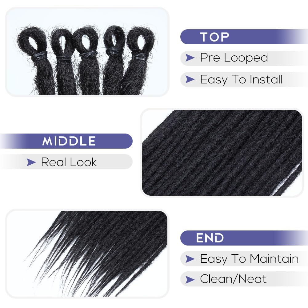 Kraler 36 Inch Black Dreadlock Extensions, Long Synthetic Crochet Dreads Extensions Handmade Soft Single Ended Dreads Thin 0.6Cm