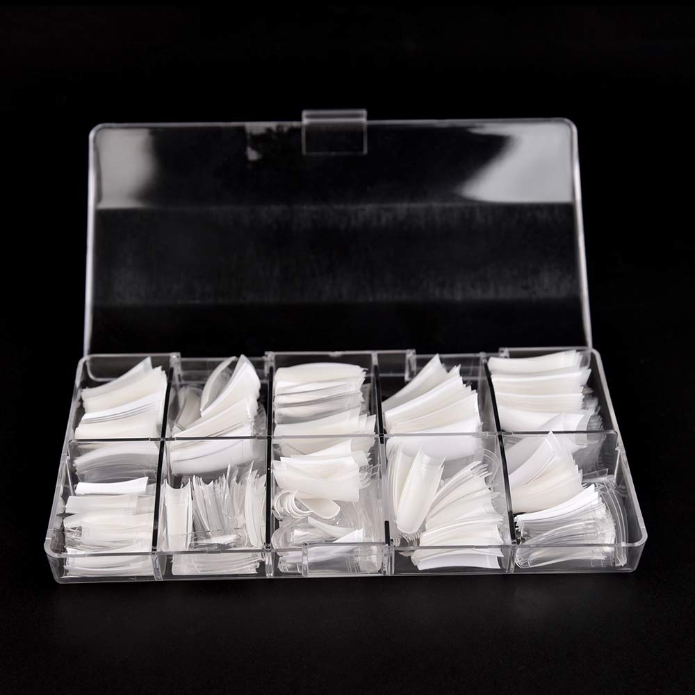 Kads French Nail Tips 500Pcs Flake Nails Half Cover 10 Sizes Artificial False Nails Lady French Acrylic With Box For Nail Salon