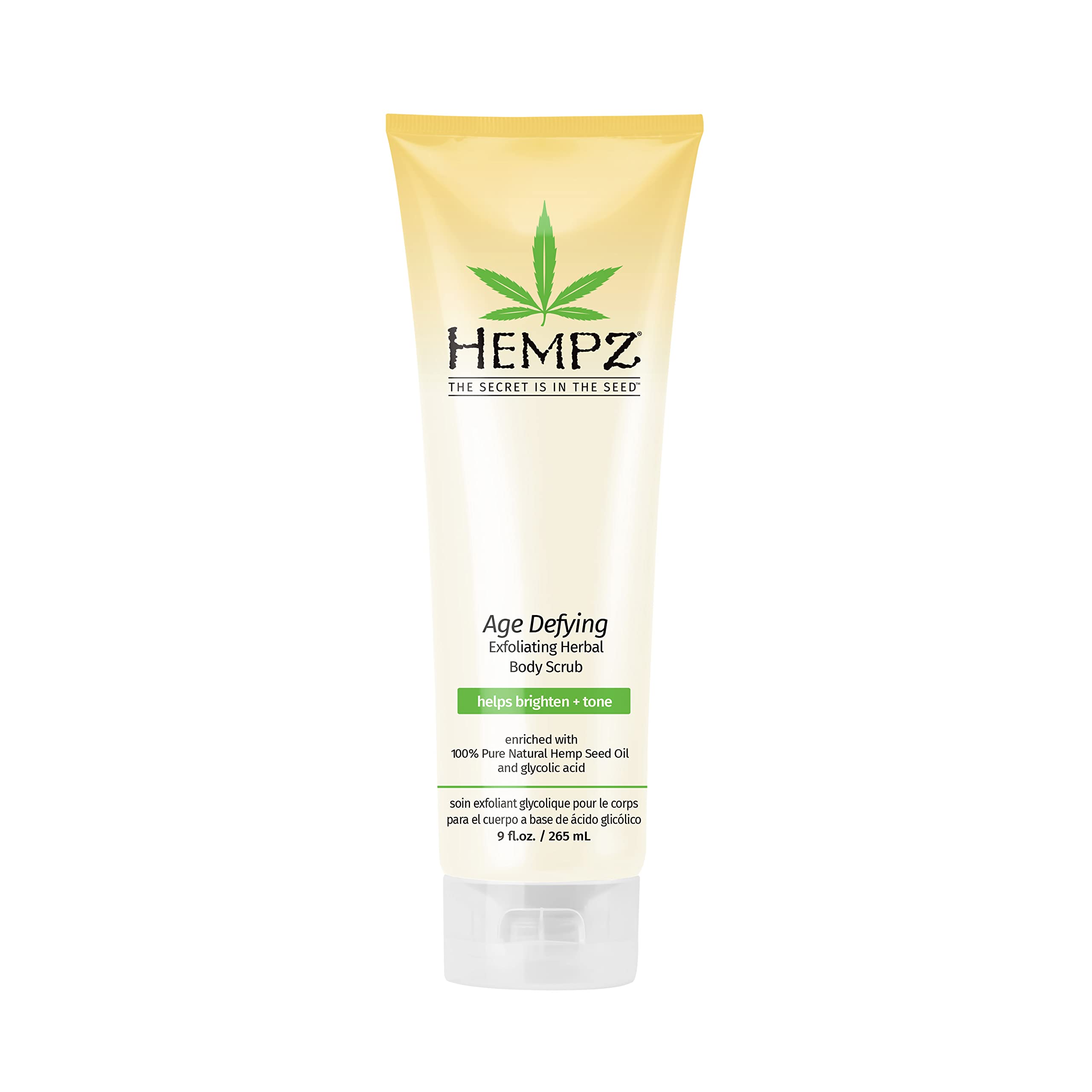 Hempz Age Defying Herbal Body Scrub, Off White, Vanilla/Musk, 9 Fluid Ounce