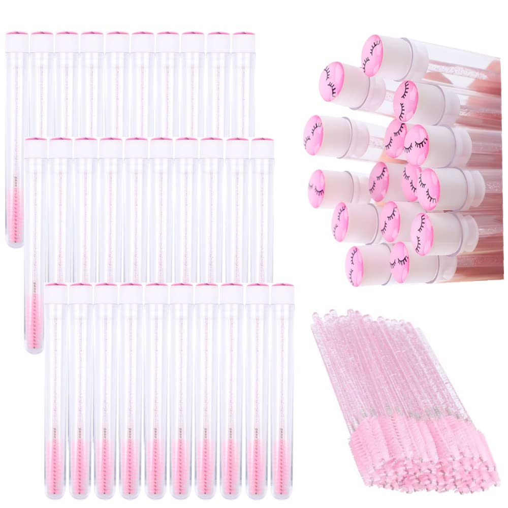 20 Pcs Pink Wands + 1 Pink Hair Tie Disposable Mascara Brushes Diamond Eyelash Spoolies Makeup Brush Mascara Wand In Sanitary Tu