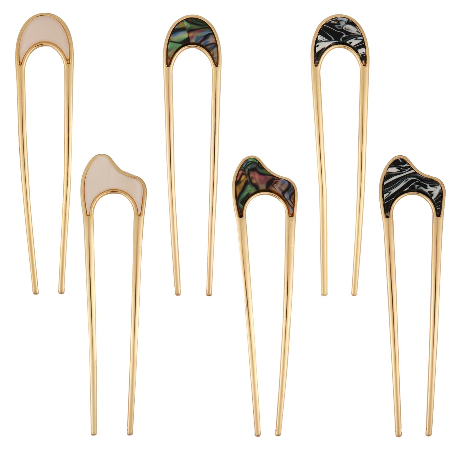 6pcs U Hair Pins, Metal French Hair Pin for Buns U Hair Buns Sticks Arc Updo Chignon Pins Hair Styling Tool Accessories for Wome