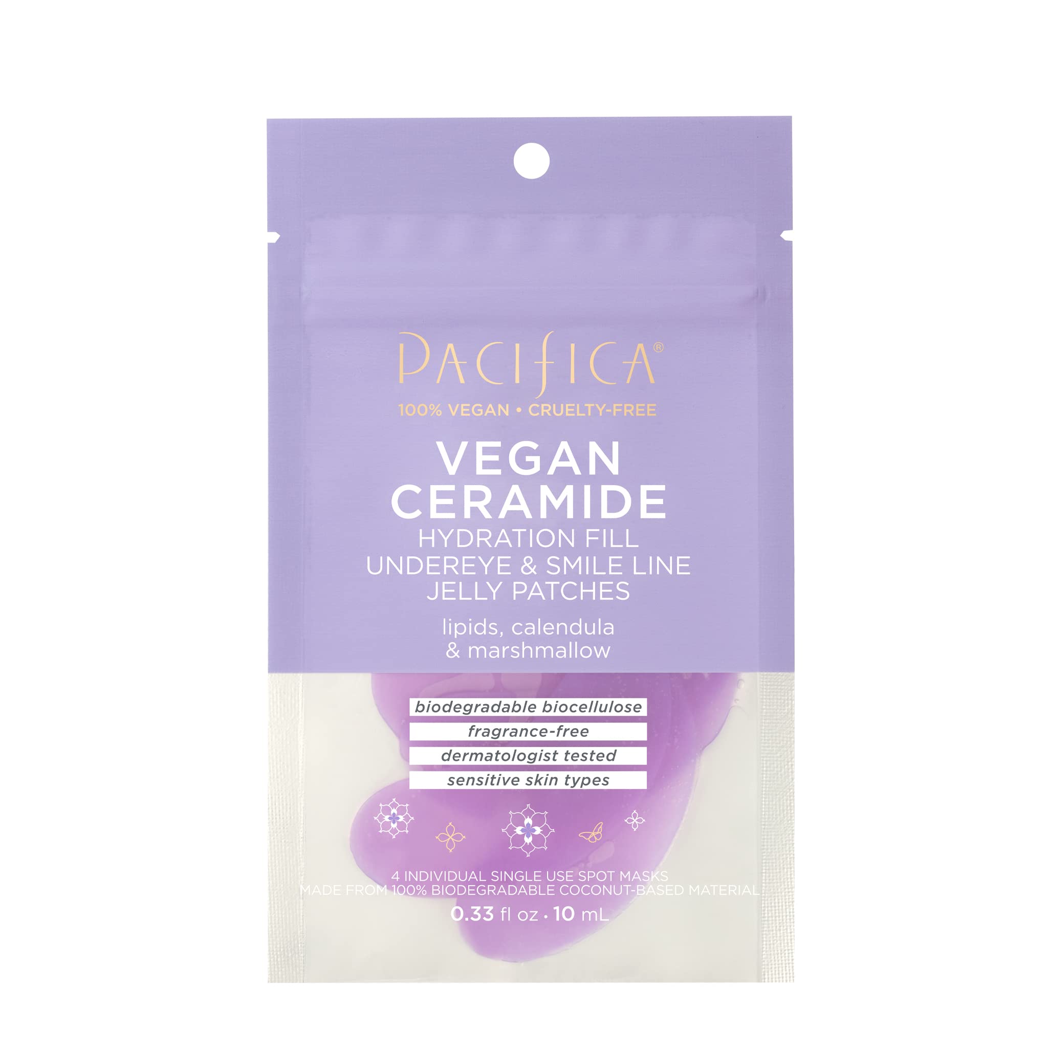 Pacifica Beauty Vegan Ceramide Hydrating Under Eye and Smile Line Jelly Patches, Skincare, Fine Lines, Wrinkles, Puffy Eyes, Ant
