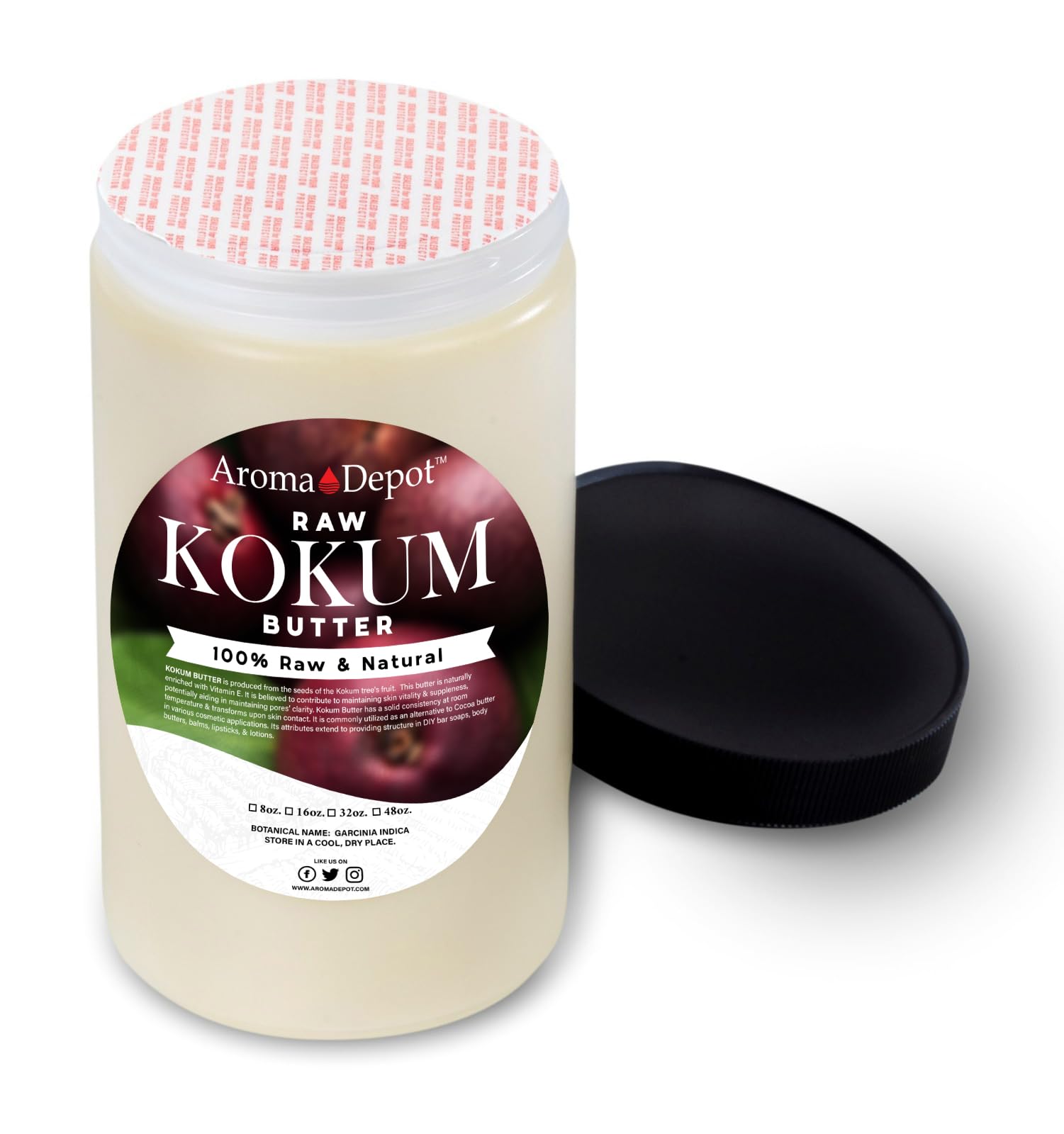 Aroma Depot 2 Lb. Raw Unrefined Kokum Butter Jar Great For Skin, Body And Hair. 100% Pure I Natural I Cold Pressed I Thickener F
