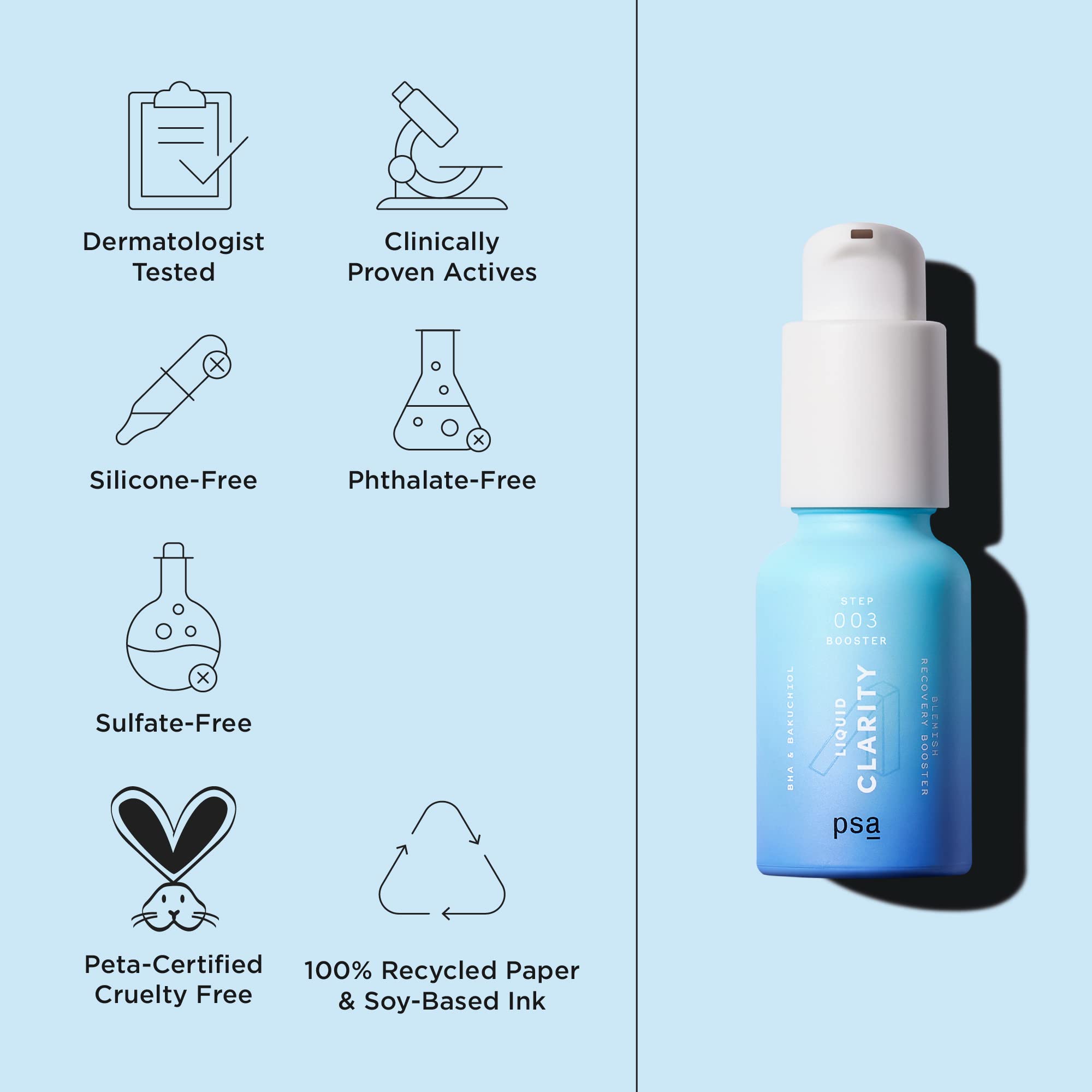 Psa Liquid Clarity Bha & Bakuchiol Blemish Recovery Booster: Pore-Refining Serum Booster With 2% Bha, 1% Bakuchiol, 2% Zinc Pca,