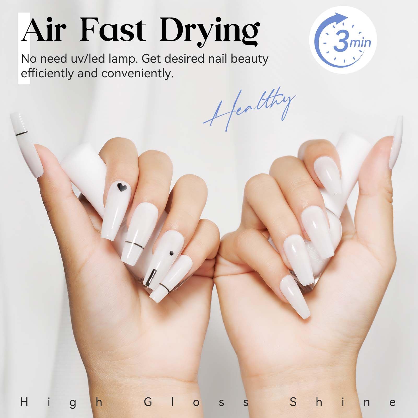 Mizhse Quick Dry Nail Polish, Milky White Nail Polish Air Dry Fast, 15Ml/0.5 Fl Oz Regular Water-Based Nail Lacquer Non Gel Full