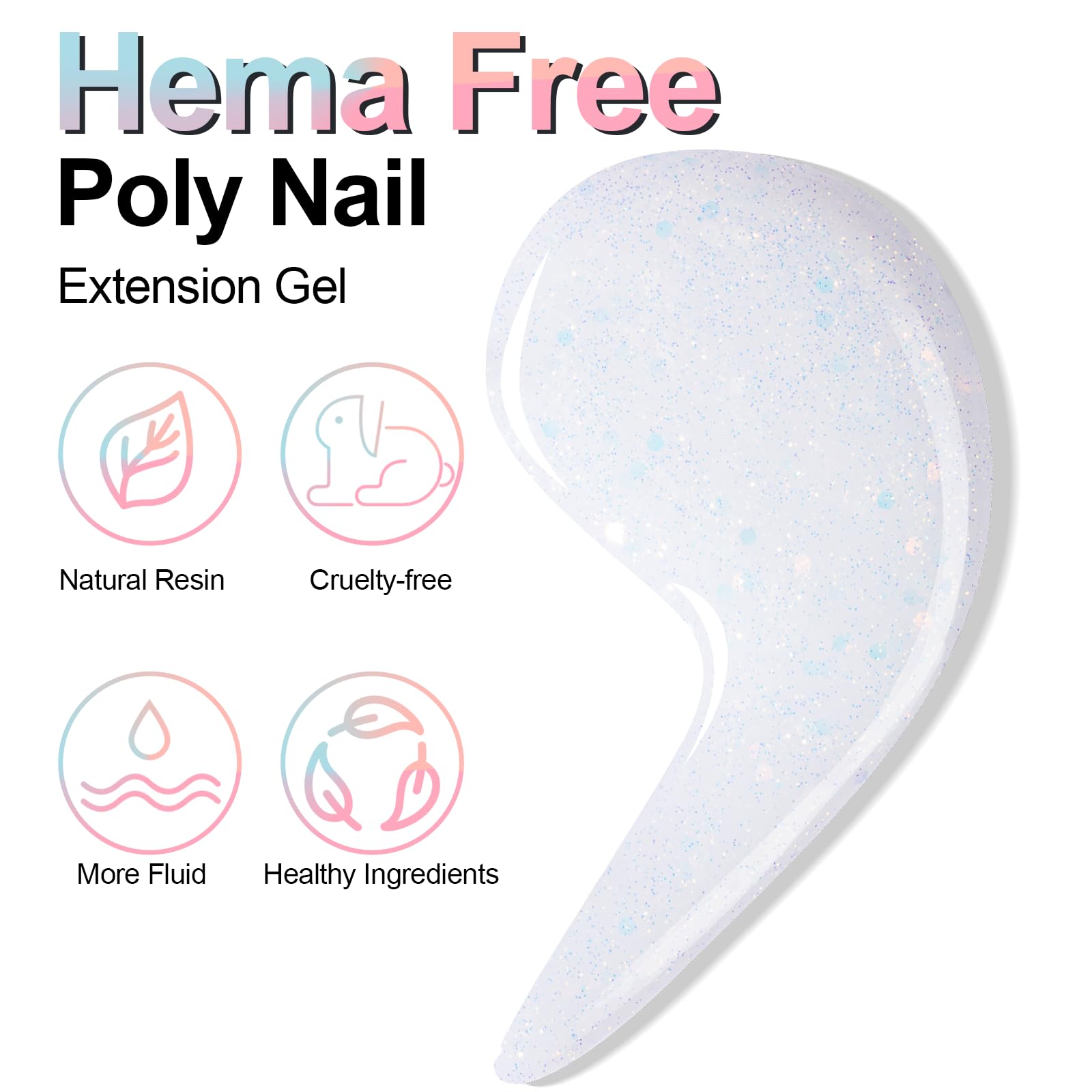 Nxj Infilila Poly Nail Gel Builder Gel For Nails, 50Ml Milky White Poly Nail Gel Colors, Hema-Free Glitter Nail Extension Gel Va
