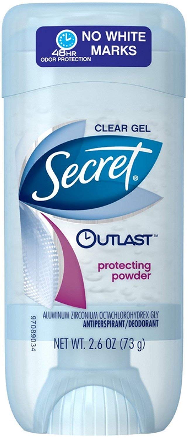 Secret Outlast Antiperspirant & Deodorant Clear Gel, Protecting Powder 2.7 Oz (Pack Of 12)
