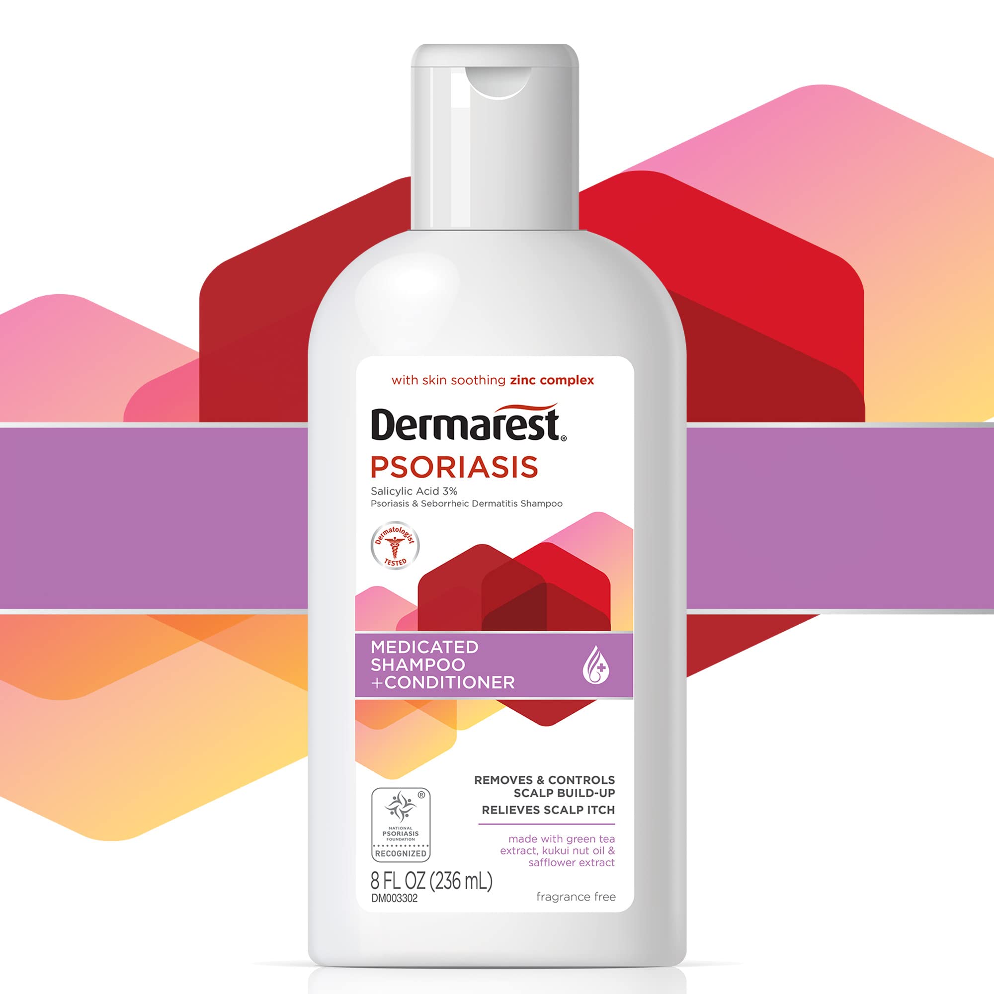 Dermarest Psoriasis Medicated Shampoo And Conditioner, Unscented, Dermatologist Tested, 8 Ounces, (Pack Of 2)