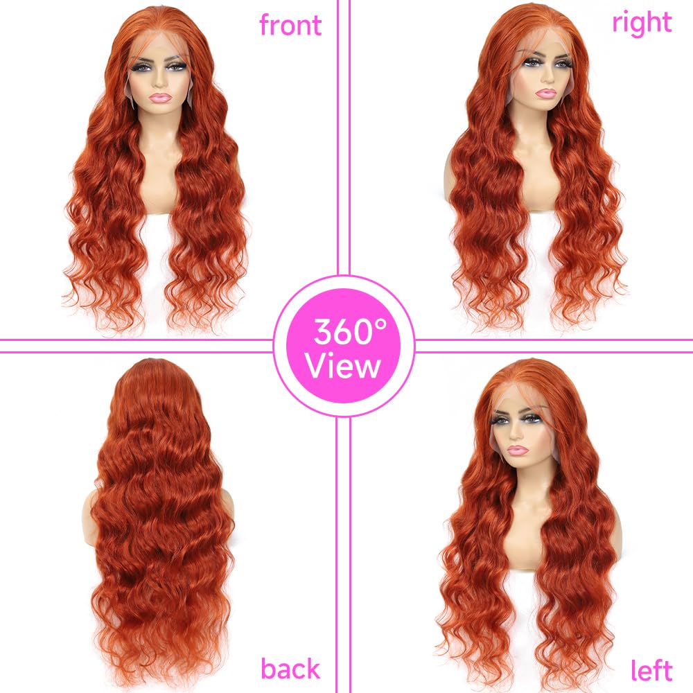 Avolo Ginger Orange Lace Front Wigs Human Hair Pre Plucked Body Wave 13X4 Hd Lace Frontal Human Hair Ginger Human Hair Lace Fron