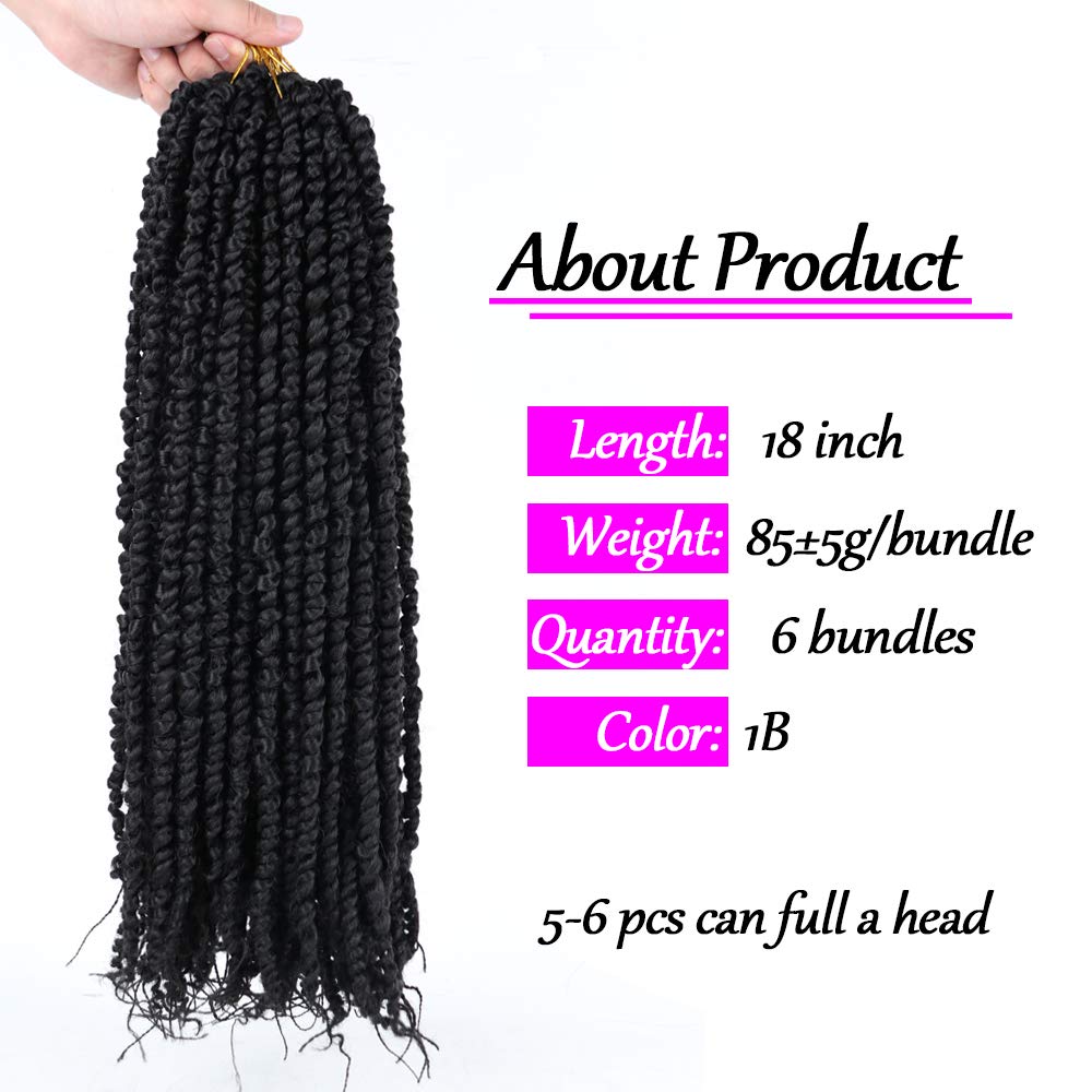 18 Inch Pre-Twisted Passion Twist Hair 6 Packs Passion Twist Crochet Hair Pre-Looped Synthetic Braiding Hair For Black Women (14