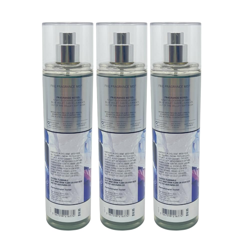 Bath & Body Works Moonlight Path Fine Fragrance Mist 8 Fl Oz Pack Of 3 Gift Set For Women