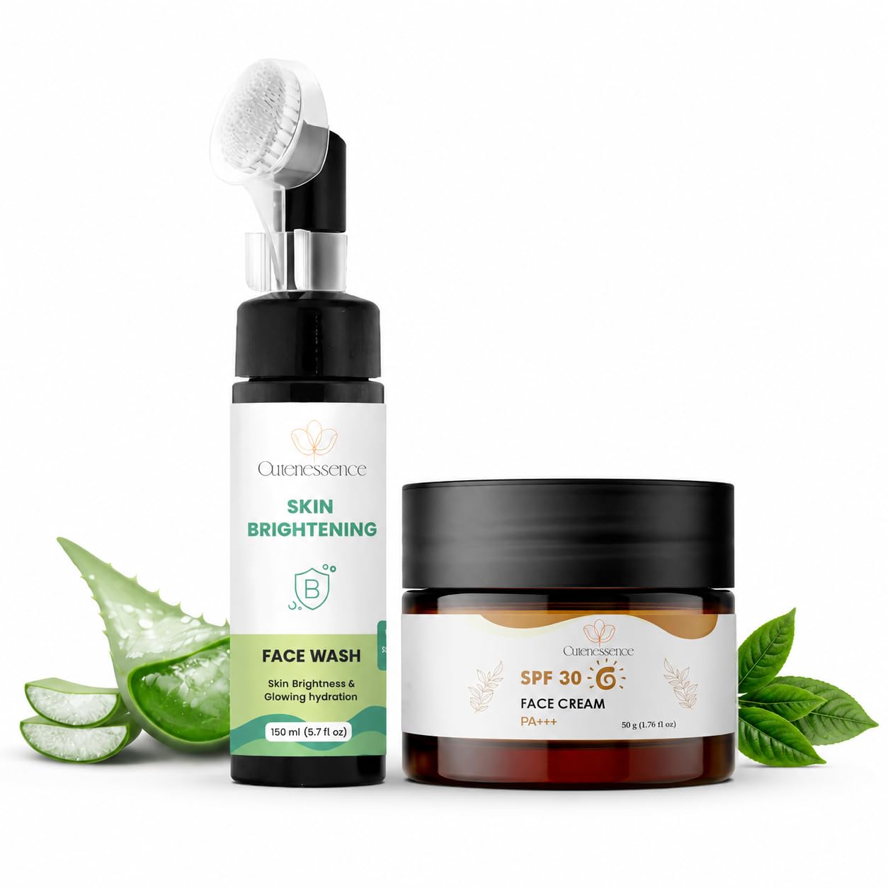 Cutenessence Skin Brightening Combo | Foaming Face Wash With Kakadu Plum, Niacinamide & Vitamin C + Spf 30 Pa+++ Face Cream | He