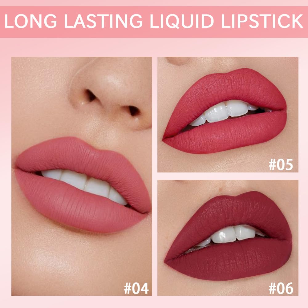 Amy'S Diary Matte Plum Liquid Lipstick 3Pcs Sets,24-Hour Lipstick Dark Deep Maroon Purple Brown Plum Red Lip Stain 24 Smudge Wat