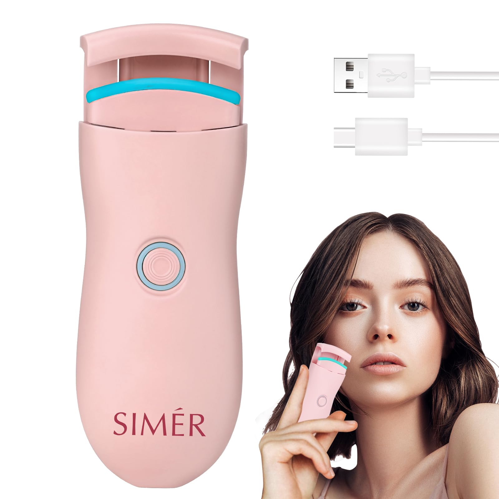 Heated Eyelash Curlers, Rechargeable Electric Eyelash Curler for Quick Natural Curling, 2 Heating Modes Eyelash Heated Curler, 2