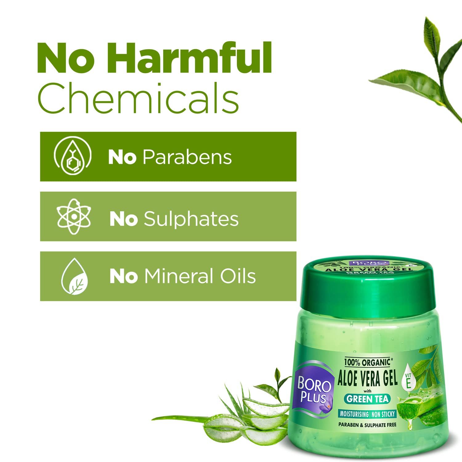 BOROPLUS Aloe Vera Gel with Green Tea, 200 ml