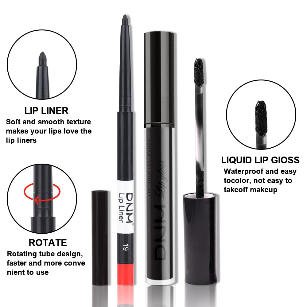 Evpct 2Pcs Black Matte Liquid Lipstick And Lip Liner Gloss Stain Pencil Makeup Set Dnm Long Lasting Dark Matte Lipstick 24H And