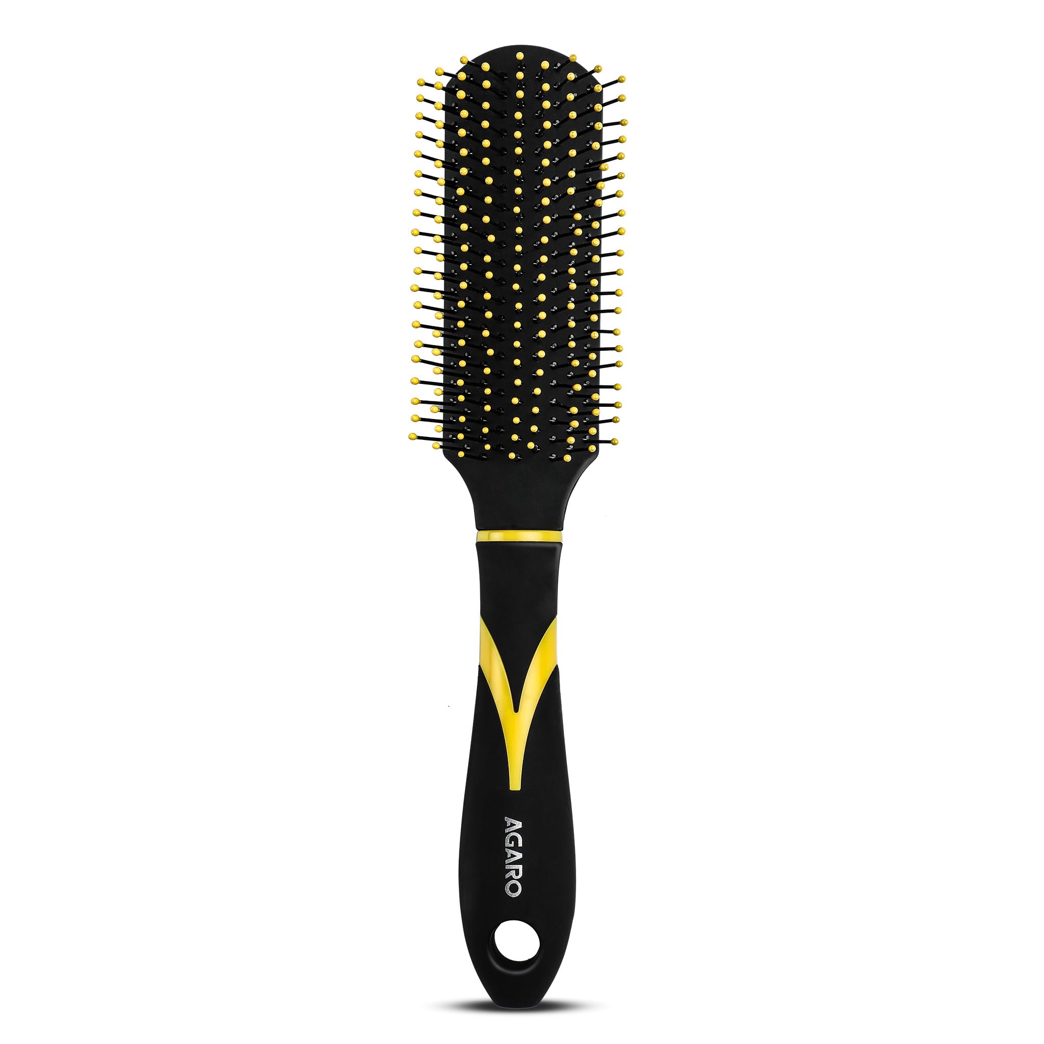 Agaro Breeze Flat Hair Brush With Strong & Flexible Nylon Bristles, Having Anti Static Ball Tips, For Grooming, Volumising & Bac