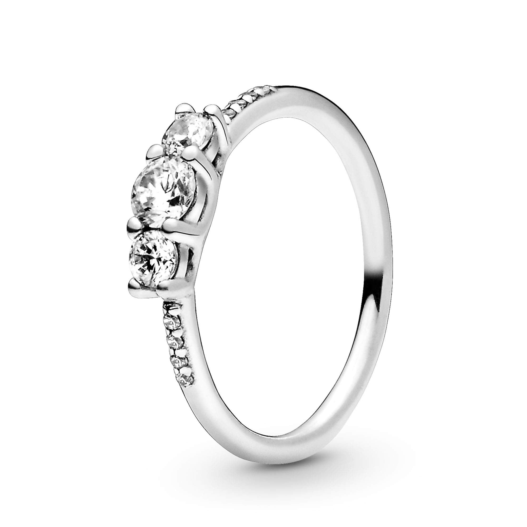Pandora Clear Three-Stone Ring - Sterling Silver Ring for Women - Layering or Stackable Ring - Gift for Her - Sterling Silver wi