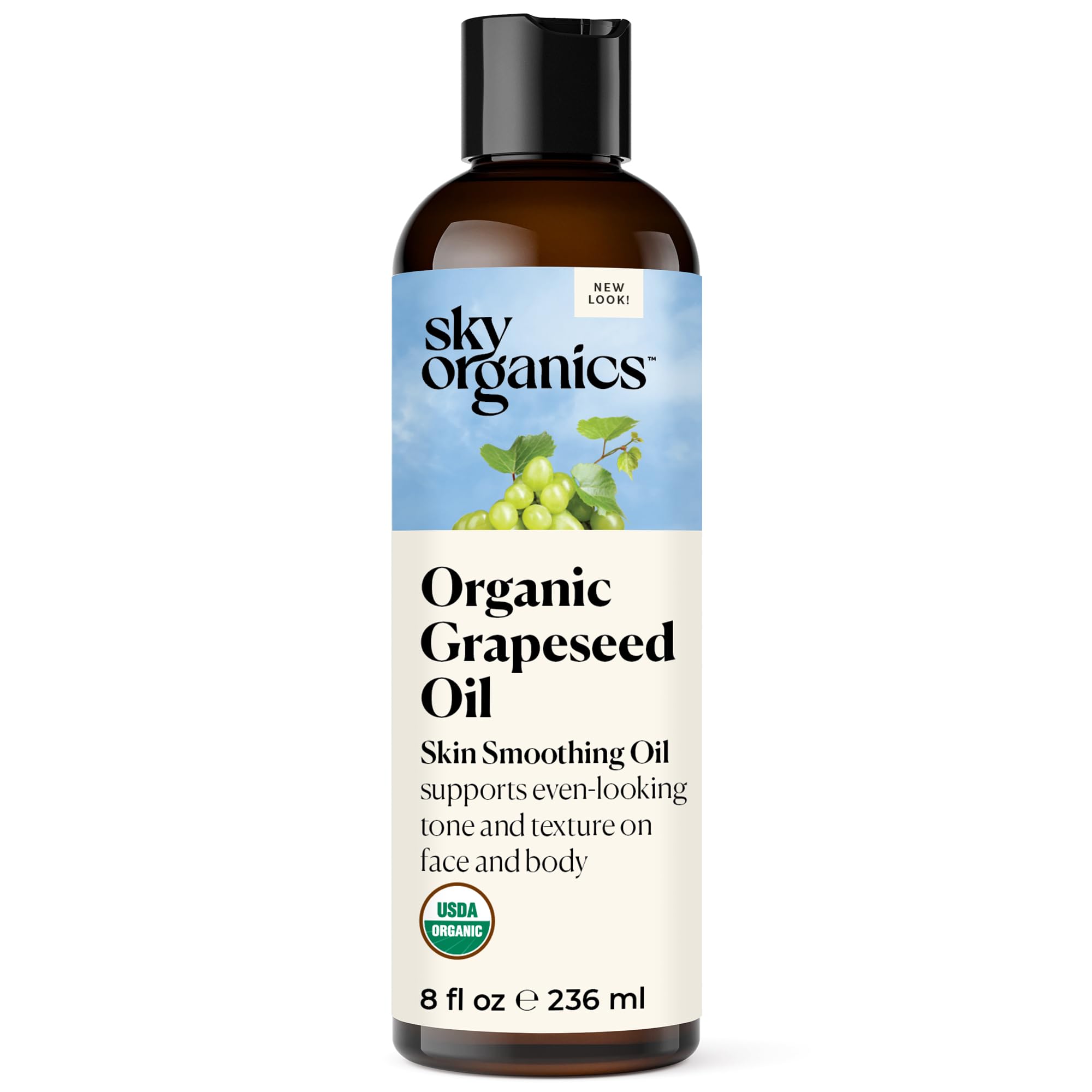 Sky Organics Organic Grapeseed Oil, Skin Smoothing Oil to Support Healthy and Even-Looking Skin Tone and Texture on Face and Bod