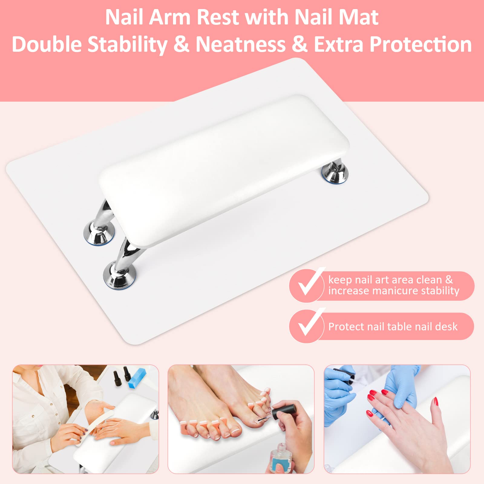 Nail Arm Rest For Acrylic Nails With Nail Table Mat, Microfiber Leather Nail Hand Rest Cushion For Nails, Soft Hand Pillow Foots