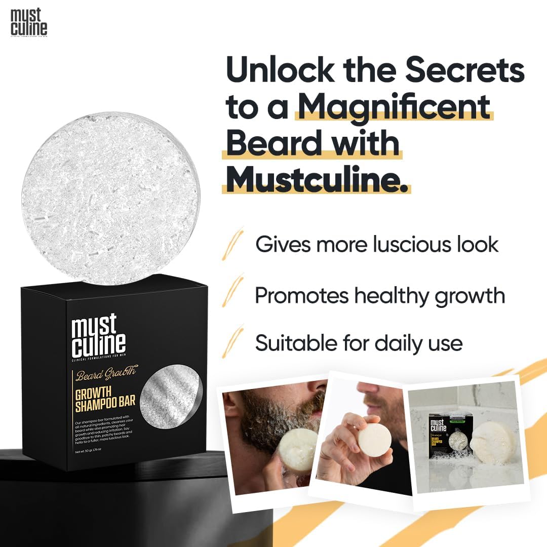 Mustculine Beard Shampoo Bar, Clean Your Beard With Growth And Hair Loss Effect, Hair Growth Shampoo Bar (4 Package)