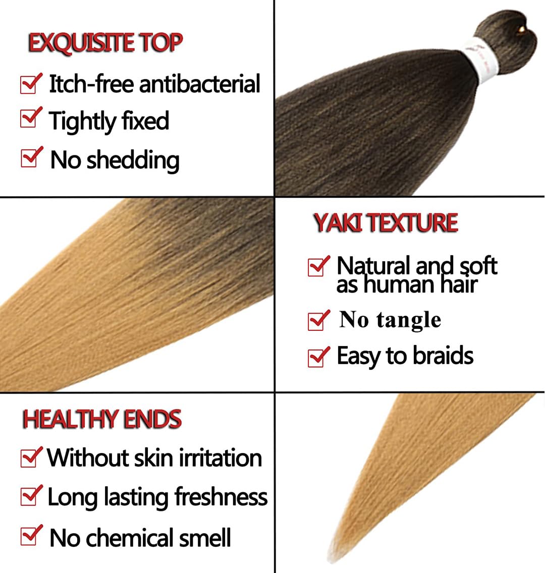 Pre-Stretched Braiding Hair Extension Professional Crochet Braiding Hair 32 Inch 8 Packs Hot Water Setting Perm Yaki Synthetic H