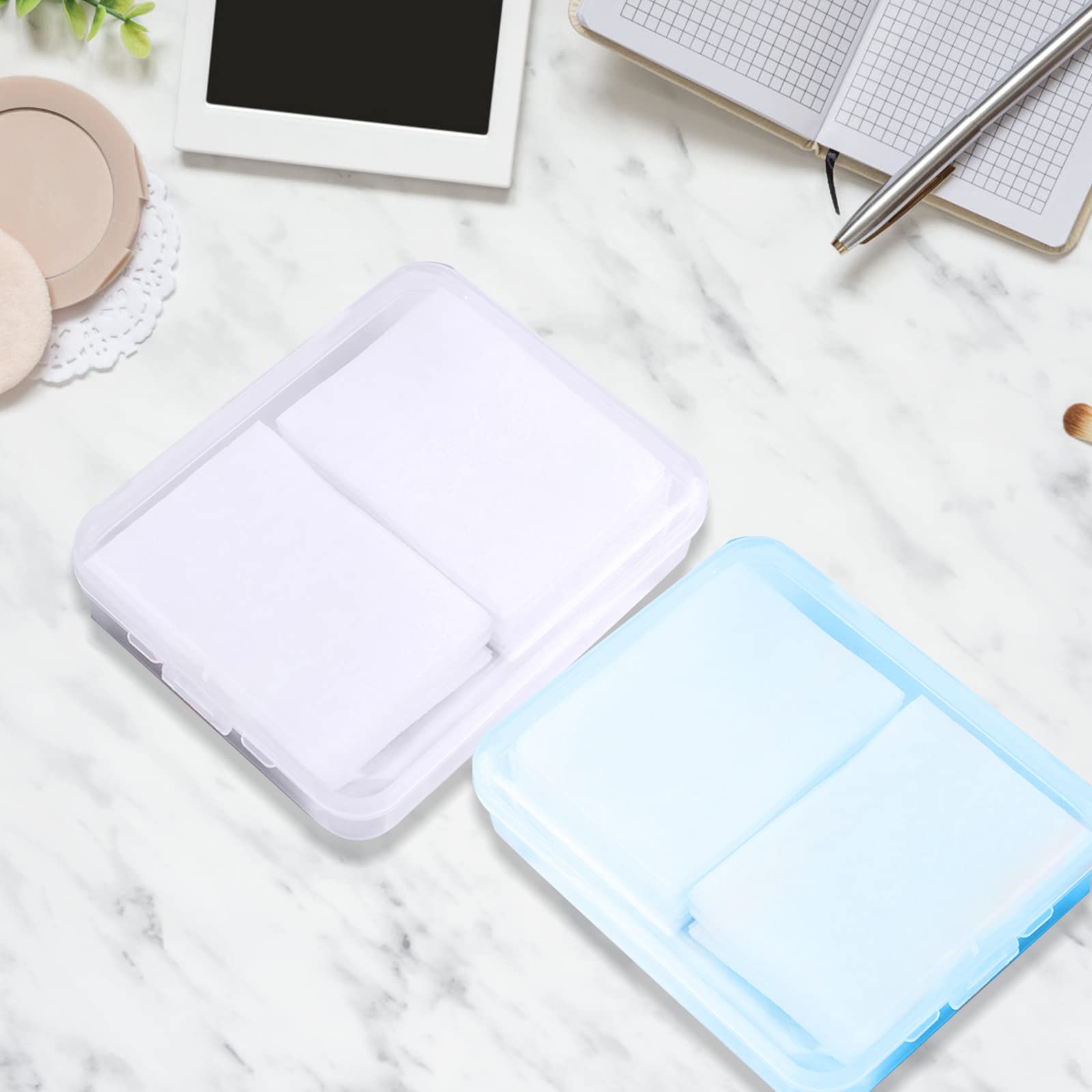 Kkonhii Portable Travel Cotton Pad Holder Cotton Swab Ball Holder Dispenser Cosmetic Sponge Storage Box With Transparent Lid Sto