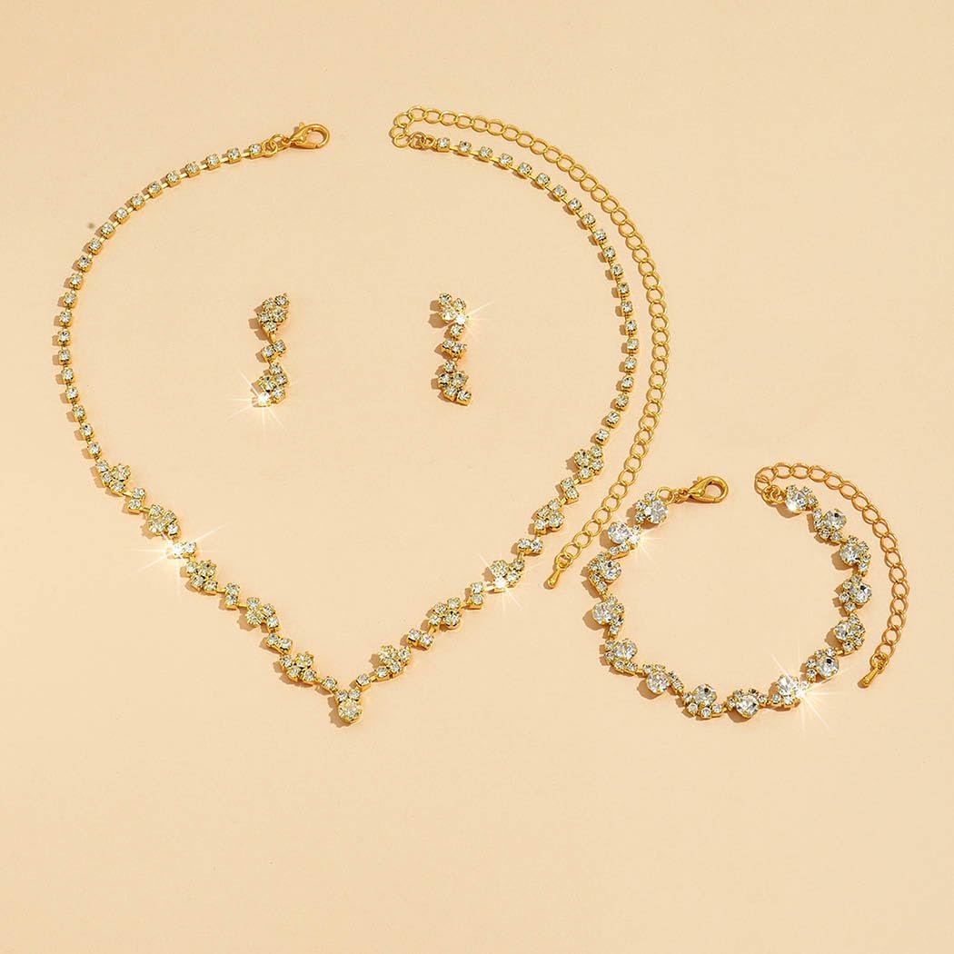Unicra Bride Crystal Necklace Earrings Set Bridal Wedding Jewelry Sets Rhinestone Choker Necklace Costume Jewelry Set for Women