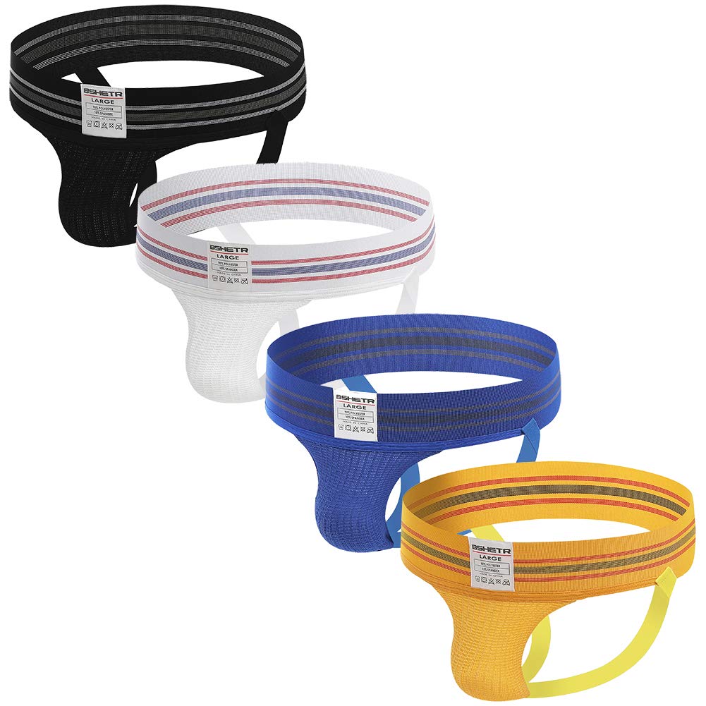 BSHETR Mens Athletic Supporters Jockstrap Active Underwear (4-Pack(Multipack), L:32-34,81cm-86cm)