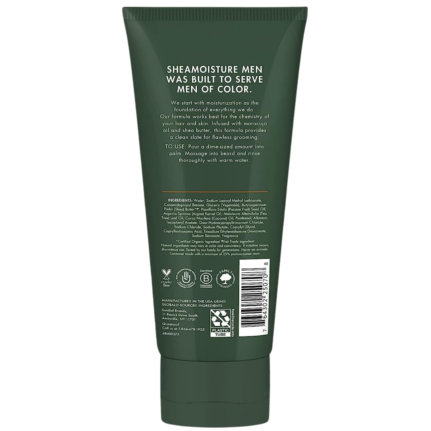 SheaMoisture Beard Wash - Moisturizing Shampoo with Maracuja Oil & Shea Butter, 6 Fl Oz (Pack of 2) - Olive