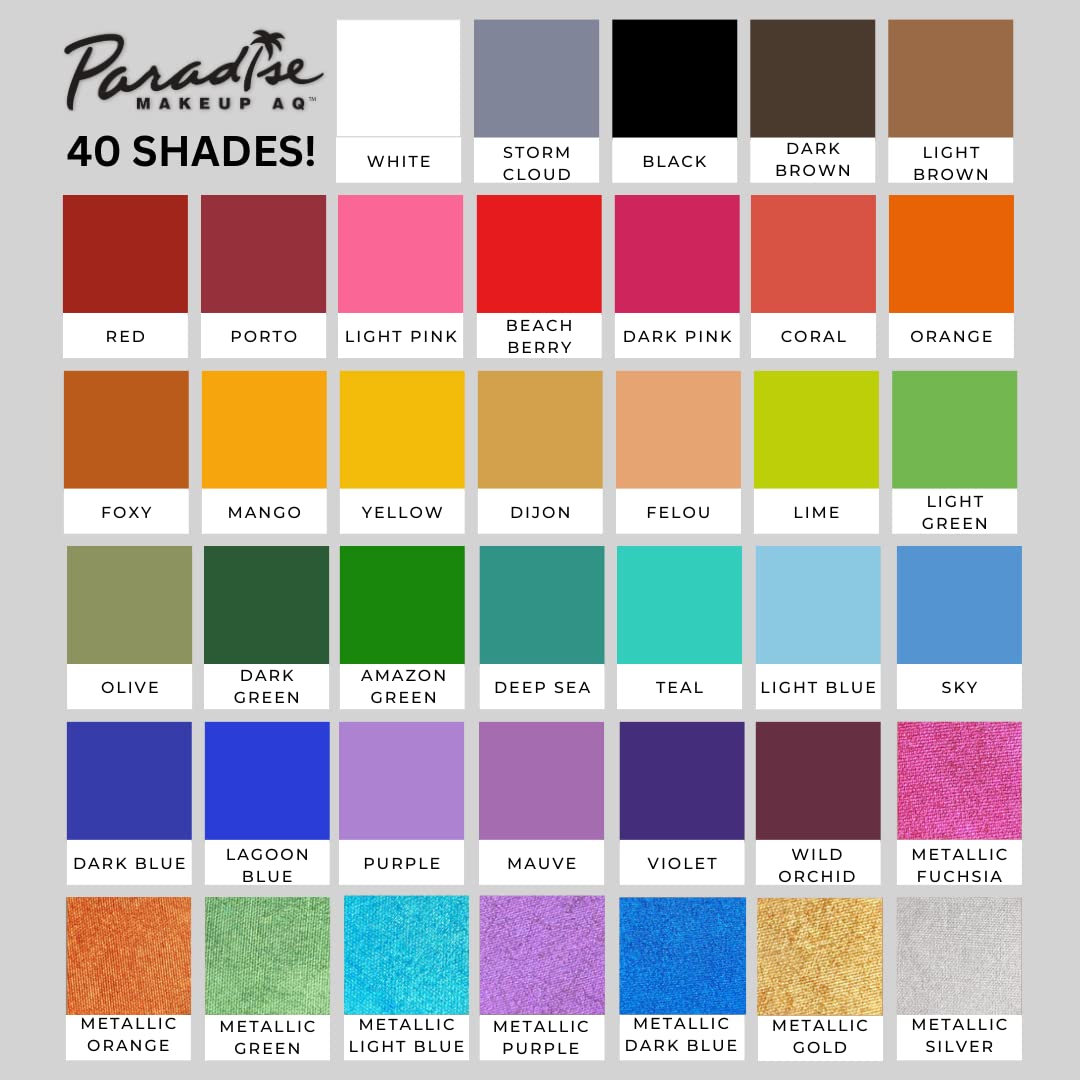Mehron Makeup Paradise Makeup Aq Face & Body Paint | Pro Size | Face & Body Painting, Special Fx, Cosplay | Water Activated Face