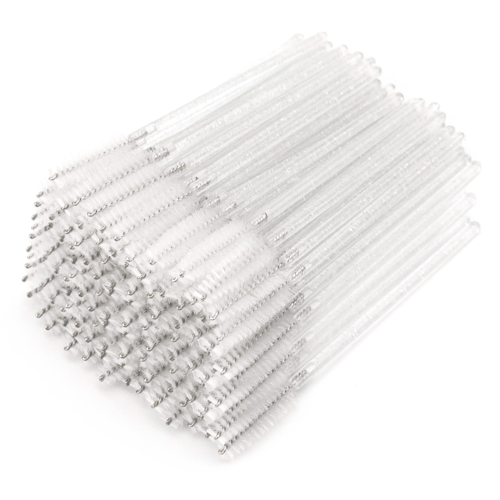 G2PLUS 300PCS Crystal Mascara Wands, White Eyelash Mascara Applicator, Disposable Spoolies Makeup Kits for Applying Mascara, Las