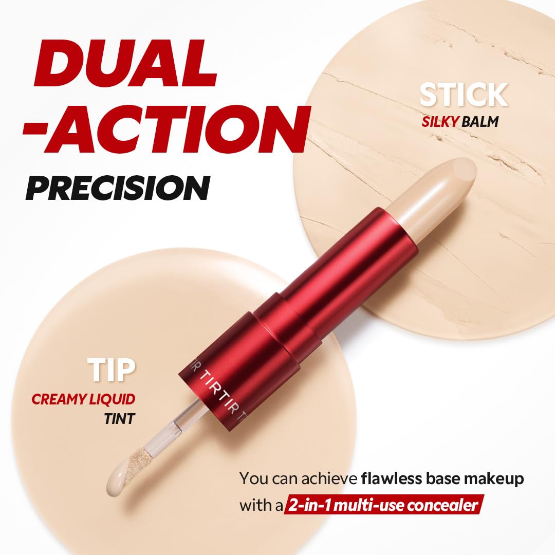 TIRTIR Glide&Hide Blurring Concealer - Creamy texture, Conceals dark circles and wrinkles, Dual formula (liquid tip & balm stick
