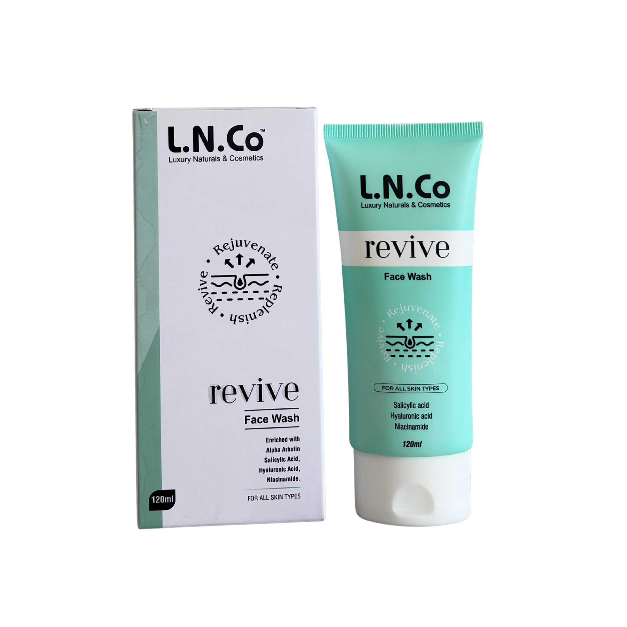 L.N.CoS Revive Oil Control Face Wash | Fights Acne, Brightens Skin, Reduces Dark Spots | With 1% Salicylic Acid, Vitamin C & Ni