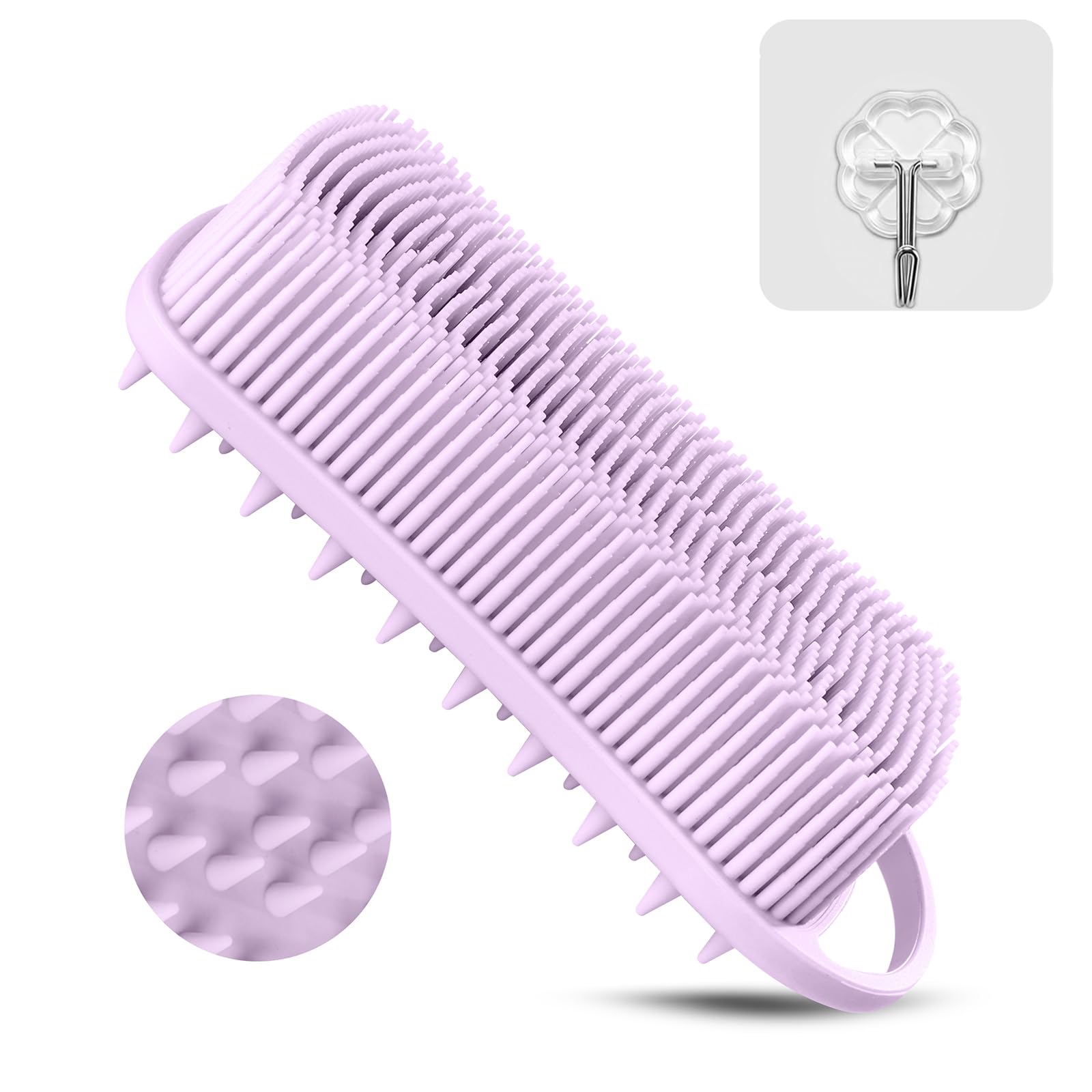 Yealife Silicone Body Scrubber, 2 In 1 Body Brush Hair Scalp Brush For Shower And Bath, Easy Clean, Lathers Well, Stimulating Bl