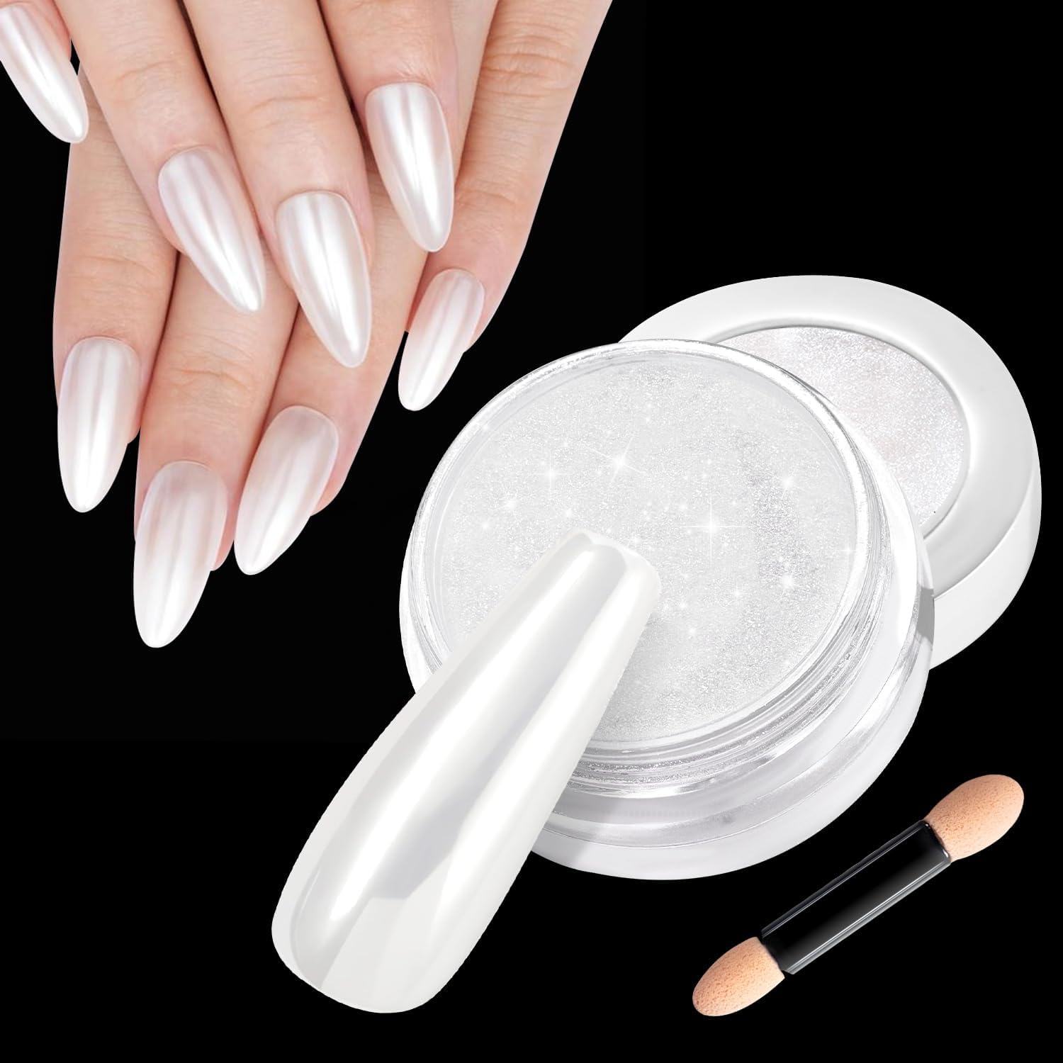 LEDSUUEI 2g Chrome Nail Powder: Holographic Ice Transparent Mermaid Pearl Chrome Nail Powder,Magic Aurora Iridescent Chrome Nail
