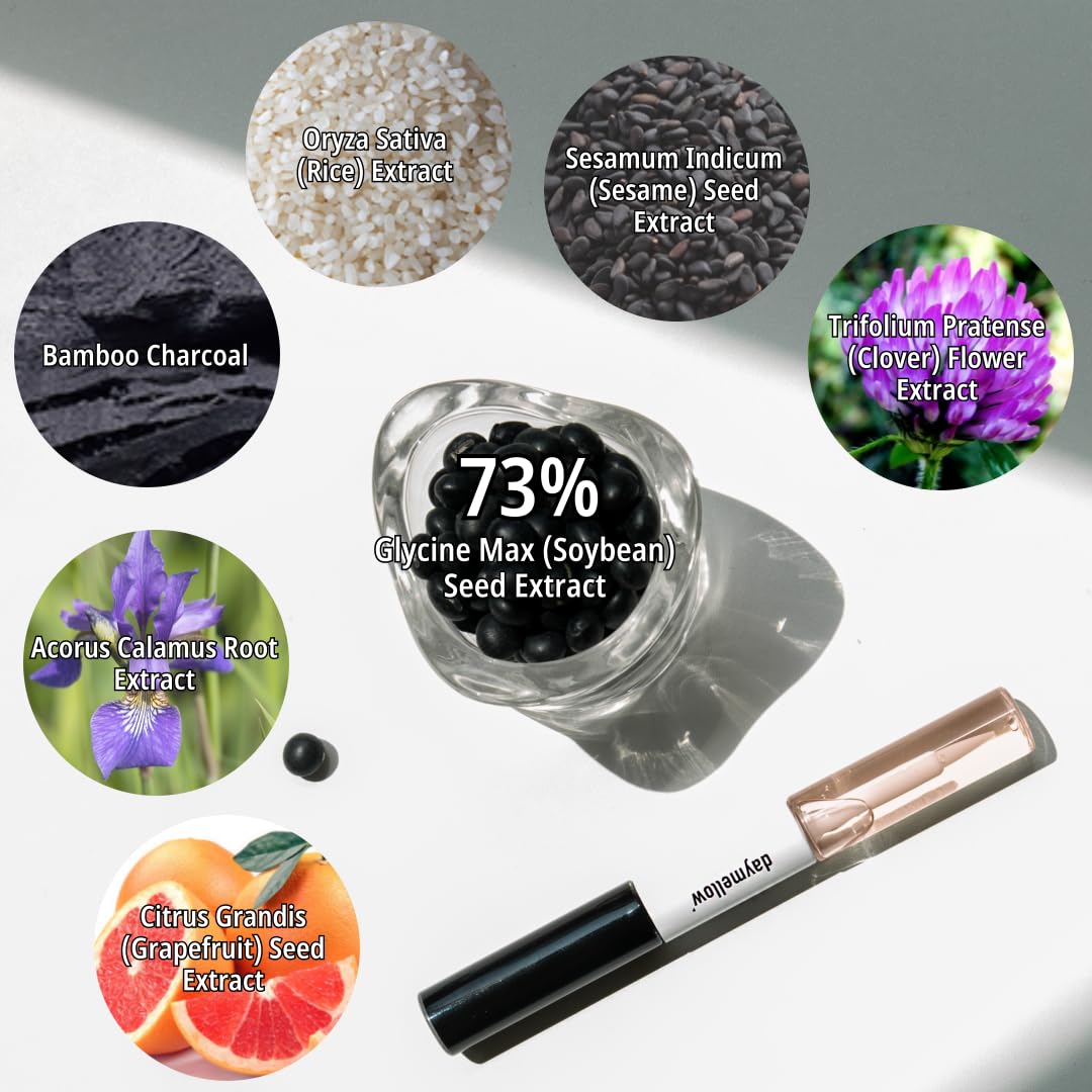 daymellow All Day Eyelash Dual Serum 0.34fl.oz/10ml, 2-in-1, Eyelash Serum, Black Beans, Peptide, Panthenol, Enhancing, to Grow