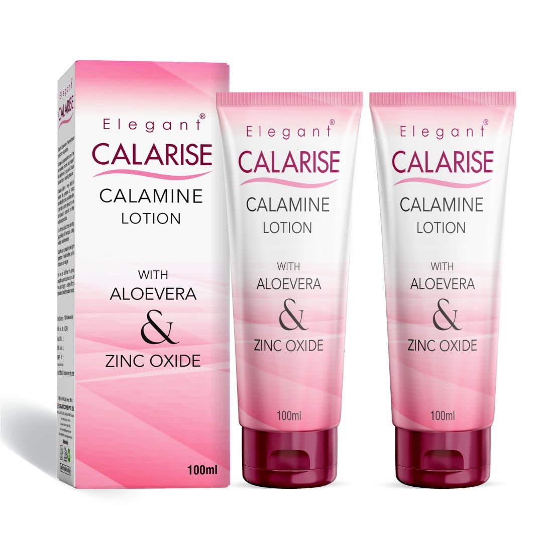 Elegant Calarise Calamine Lotion With Aloevera & Zinc Oxide 100Ml (Pack Of 2) For Skin Soothing And Rashes (Pack Of 2)