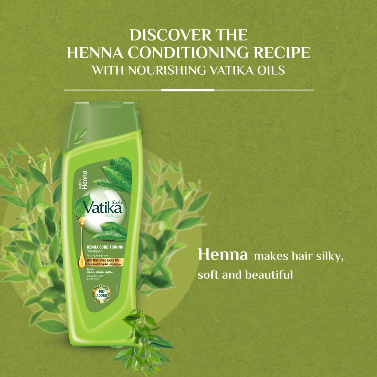 Vatika Naturals Henna Conditioning Shampoo for Hair Strength & Shine - for Dry & Damaged Hair - Nourishing with Henna Extracts -