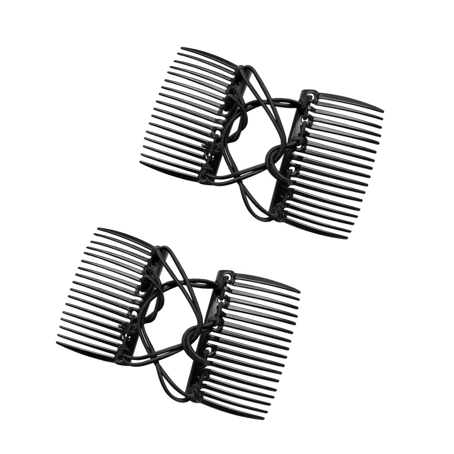 2Pcs Black Adjustable Magic Hair Clip Combs,Stretchy Double Comb Hair Clip,No Crease Hair Pins Double Slides Hairpins Combs Wome