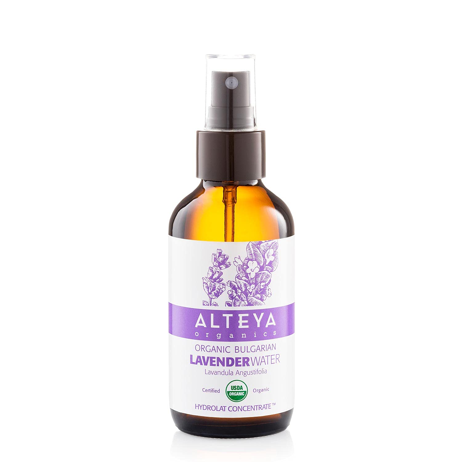 Alteya Organics Lavender Water Usda Certified Organic Facial Toner, 4 Fl Oz/120Ml Pure Bulgarian Lavandula Angustifolia Flower W